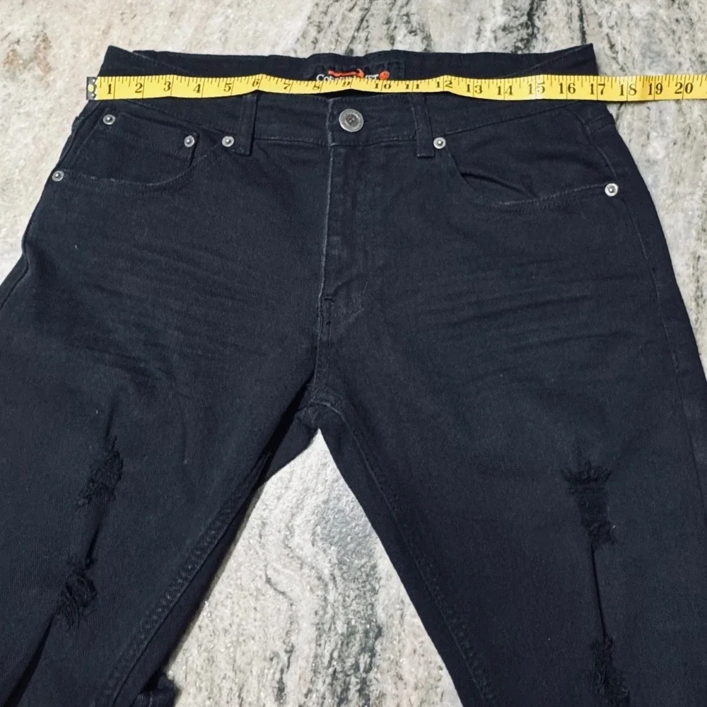 Copper Rivet Jeans Mens 32x32 Distressed Ripped Denim Black Streetwear Biker Y2K